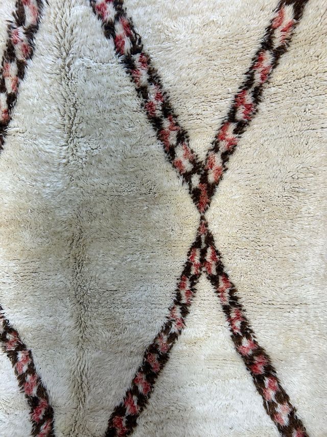 Alfombra Beni Ouarain - Lana - Marrón y Blanco