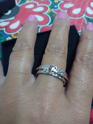 Anillo plata y oro bicolor