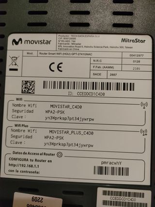 Router Movistar Fibra Óptica WiFi. 