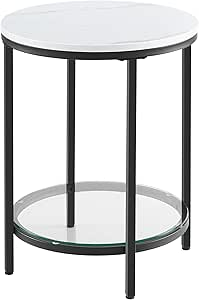 Tavolino Rotondo a 2 Ripiani, Comodino, Piano di T