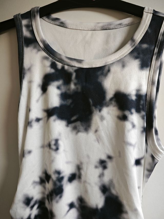 Vestido tie-dye blanco y negro XS