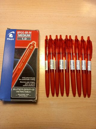 LOTE 9 BOLÍGRAFOS Pilot Super Grip G - rojos