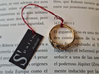 Anillo vintage plata chapado oro esmalte verde 