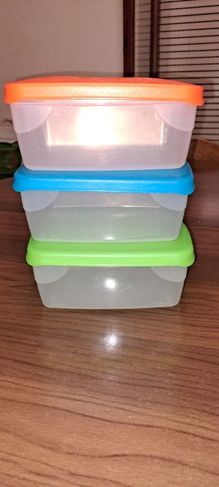 3 Contenitori Plastica 1,3L - Blu, Verde, Arancion