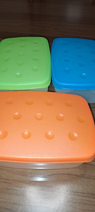 3 Contenitori Plastica 1,3L - Blu, Verde, Arancion