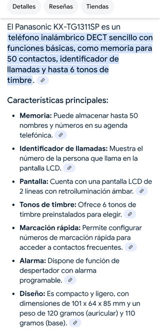 TELÉFONO INALÁMBRICO PANASONIC