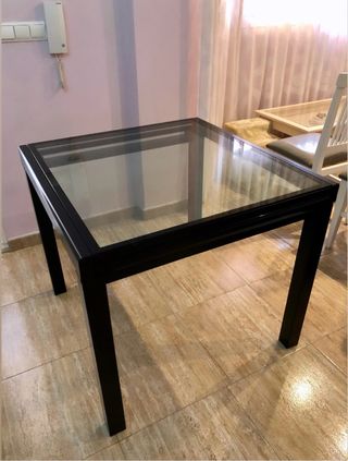 Mesa cristal extensible negra
