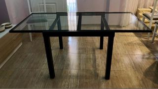 Mesa cristal extensible negra
