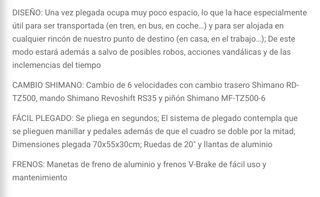 Bicicleta Plegable Momma 6v