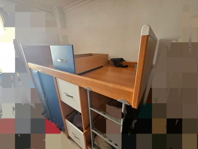 Litera infantil con armario y 6 cajones 