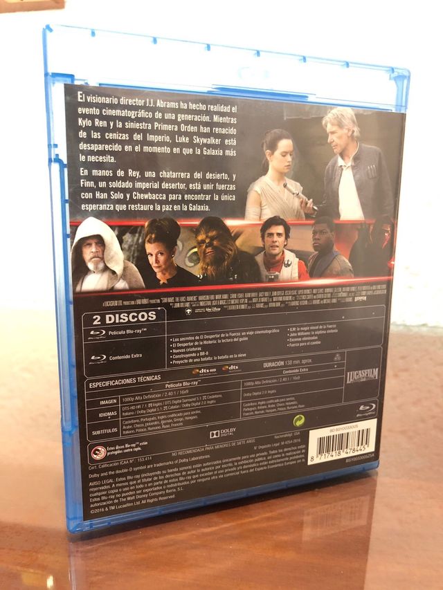 Star Wars El Despertar de la Fuerza Blu Ray. 2 dis