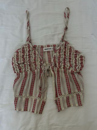 Top Brownie S - Rojo y Beige