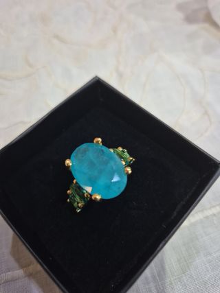 Anello tormalina smeraldi oro 9k