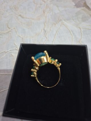 Anello tormalina smeraldi oro 9k