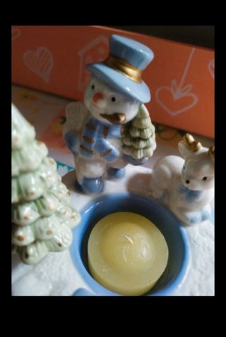 Portacandela Natale in ceramica 