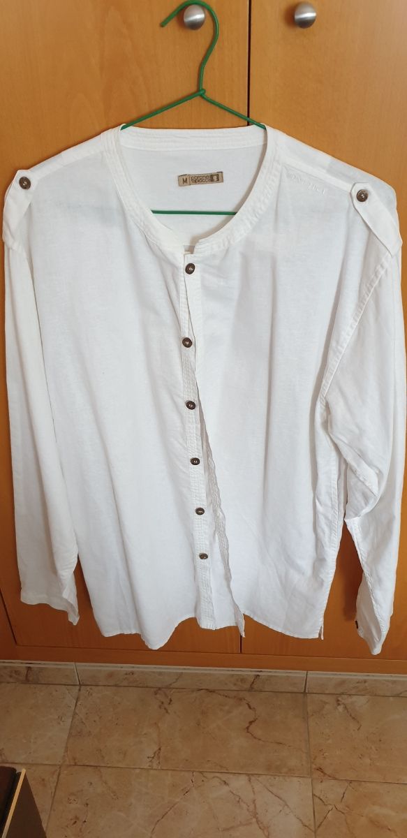 Camisa blanca algodón lino M
