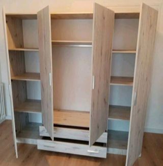 Armario ropero madera 2 cajones