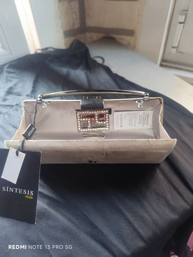 Bolso fiesta Síntesis beige-plata