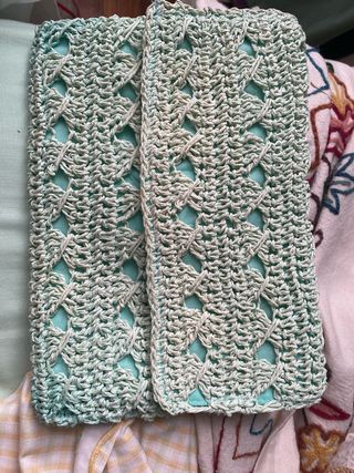 Bolso crochet verde agua
vale para llevar mano -h
