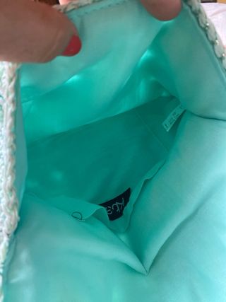 Bolso crochet verde agua
vale para llevar mano -h
