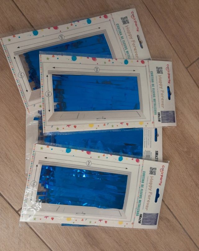 Cortinas flecos metalizadas azules - ColorParty