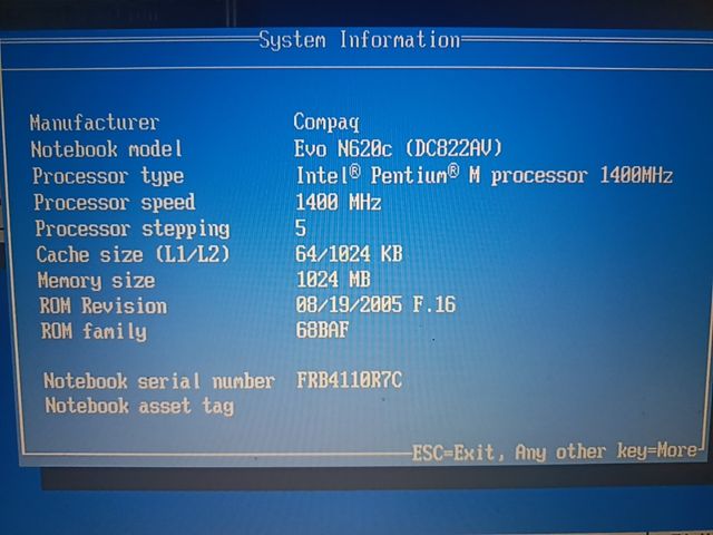 Portátil Compaq Evo N620c - Preto