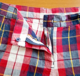 Bermuda scozzesi rossi e blu, tg. M/L donna 