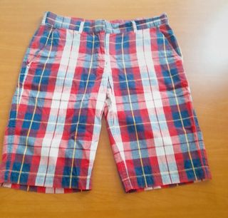 Bermuda scozzesi rossi e blu, tg. M/L donna 