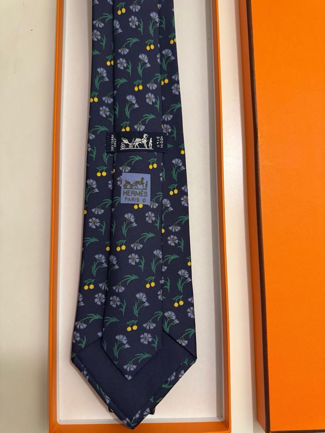 Corbata Hermès | Azul con flores