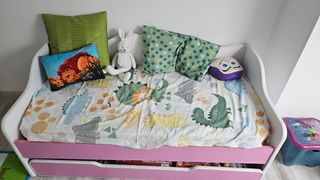 Cama nido infantil - blanca y rosa