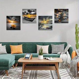 4+1 QUADRI Tele CANVAS Moderni Mare Spiagge Barche