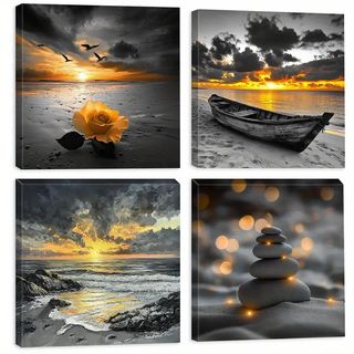 4+1 QUADRI Tele CANVAS Moderni Mare Spiagge Barche