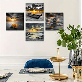 4+1 QUADRI Tele CANVAS Moderni Mare Spiagge Barche