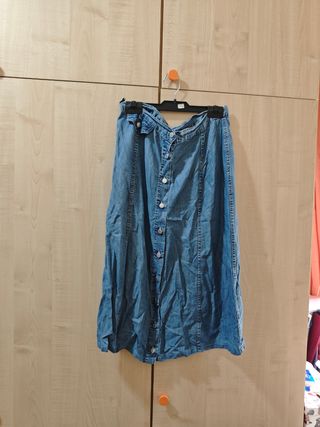 Falda vaquera larga azul
