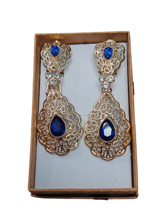 Pendientes regionales azul y dorado