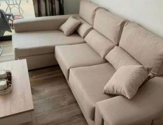 Sofá chaise longue gris y beige NUEVOS