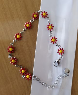 Bracciale fiori rosso giallo