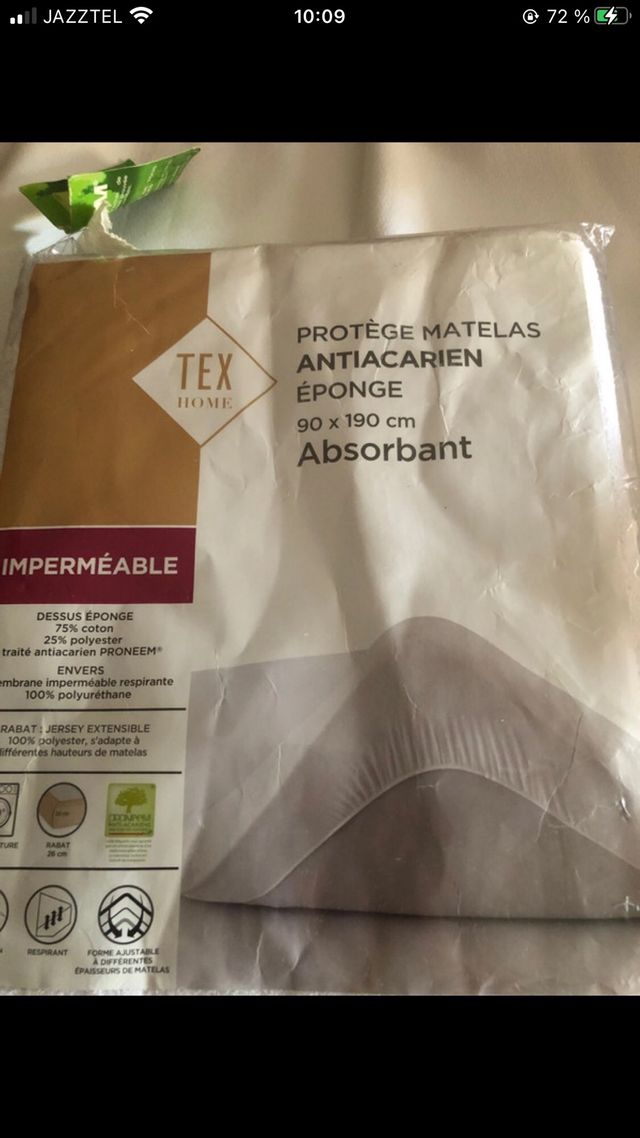 Protector colchón antiácaros 90x190