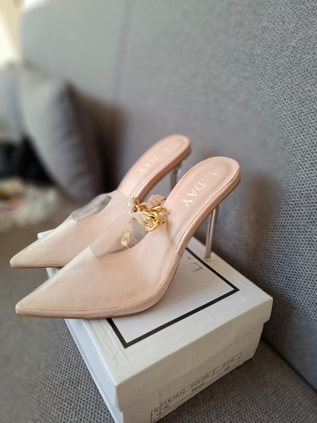 Décolleté trasparenti beige oro