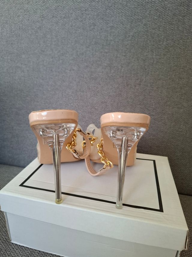 Décolleté trasparenti beige oro