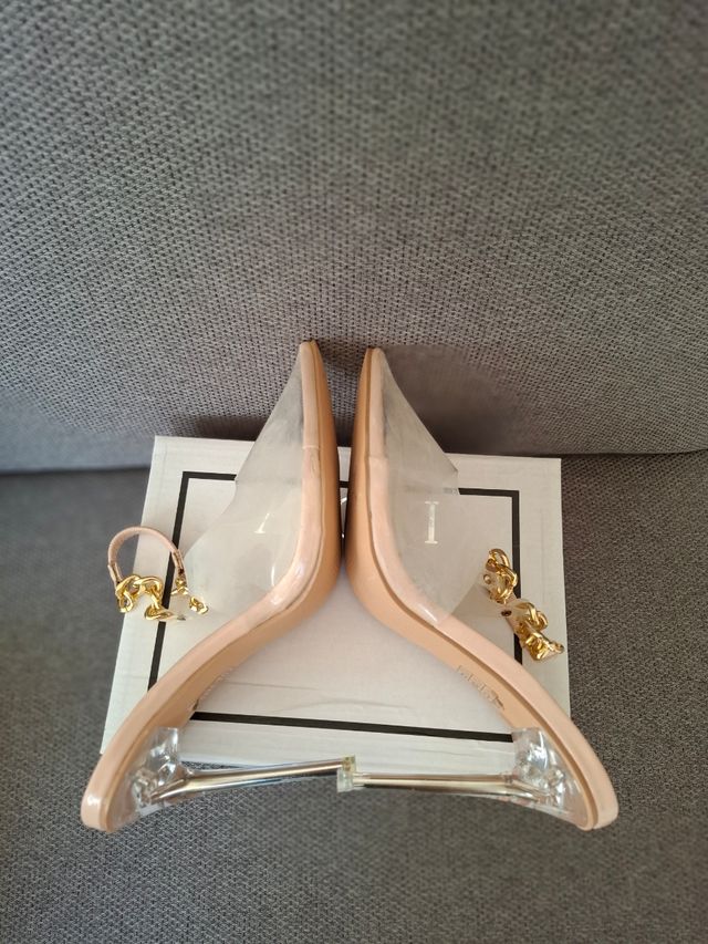 Décolleté trasparenti beige oro