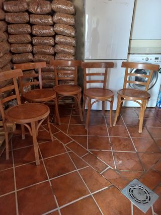 5 sillas madera vintage