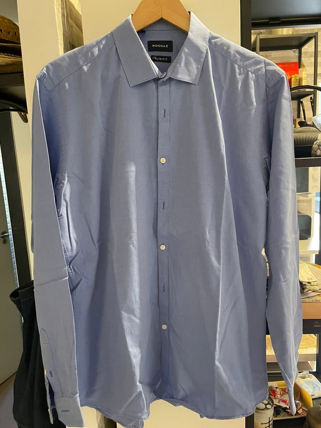 Camisa Rochas Slim Fit Azul - 41/42