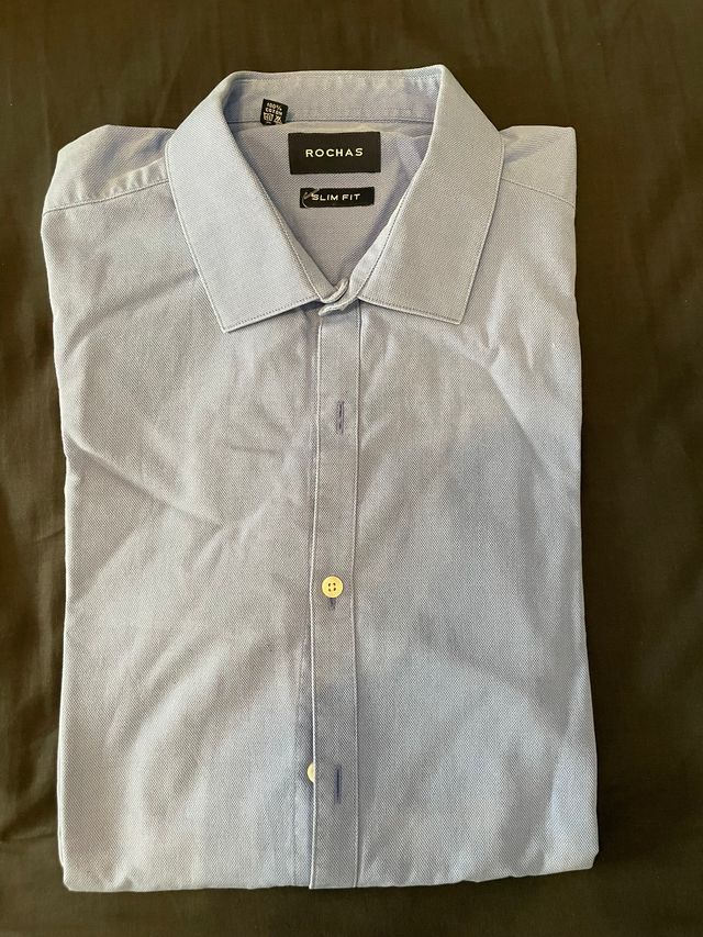 Camisa Rochas Slim Fit Azul - 41/42