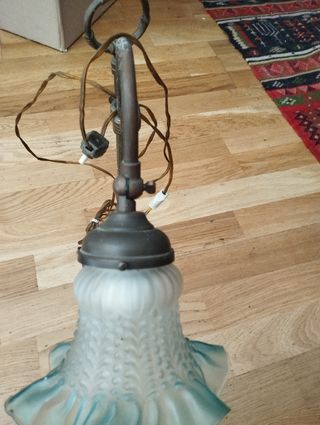 Lampada Liberty Bronzo - Vetro Azzurro