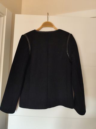 Americana negra traje con cuero talla 36 