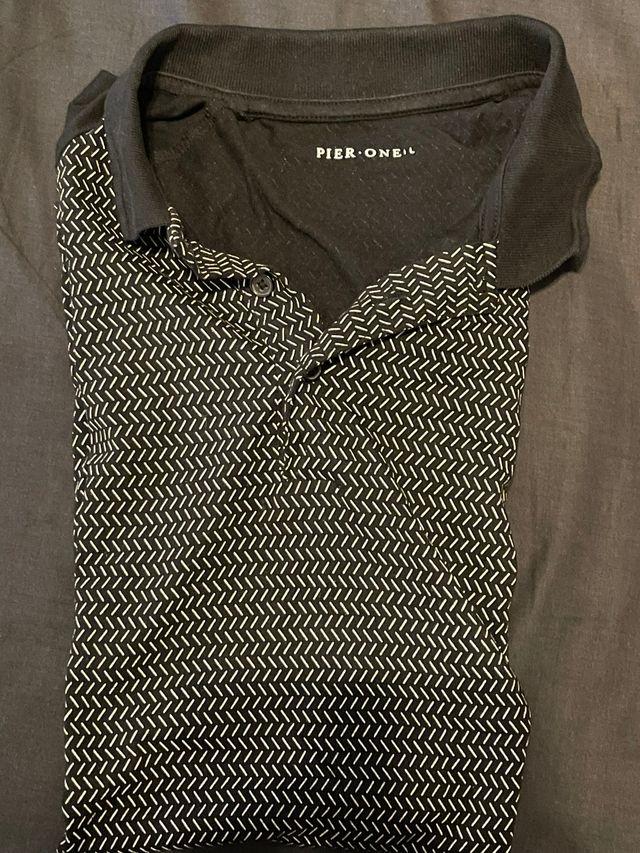 Polo negro - blanco hombre