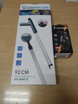 Limpiafondos acuario + ventilador USB