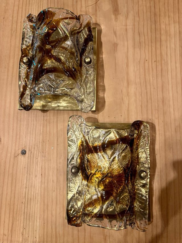 Dos  lámparas Apliques antiguos.  años 60. MURANO