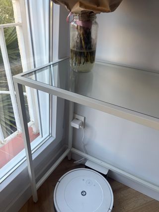 Mesa cristal blanco - hierro